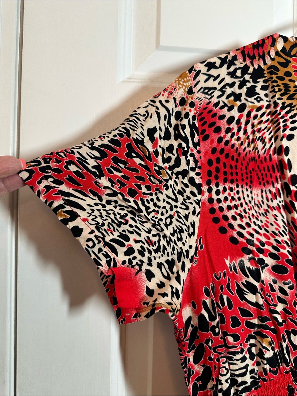 EUC Vibrant Red Multi-Animal Print Women's Maxi Dress Sz XL - Picture 11 of 15